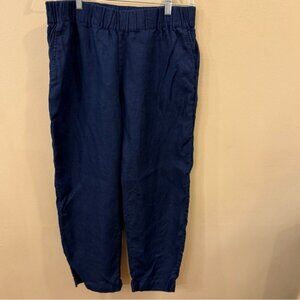 Haven Well Within Women’s 100% Linen Pants Navy Blue Size Large Casual Relaxed